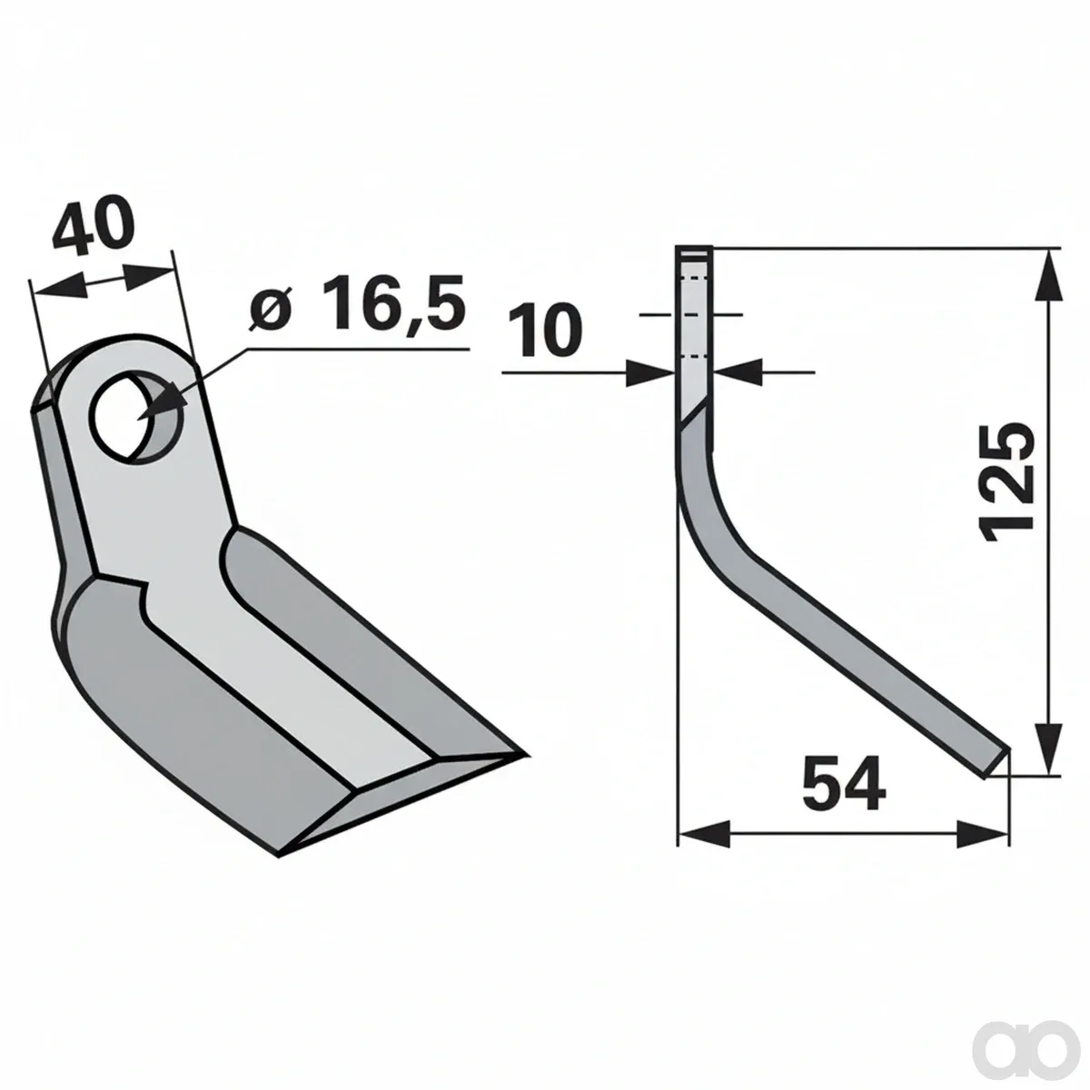 Prillinger-00530872 - Y – knife 40X10 L=125 Lo 16.5 (00530872)