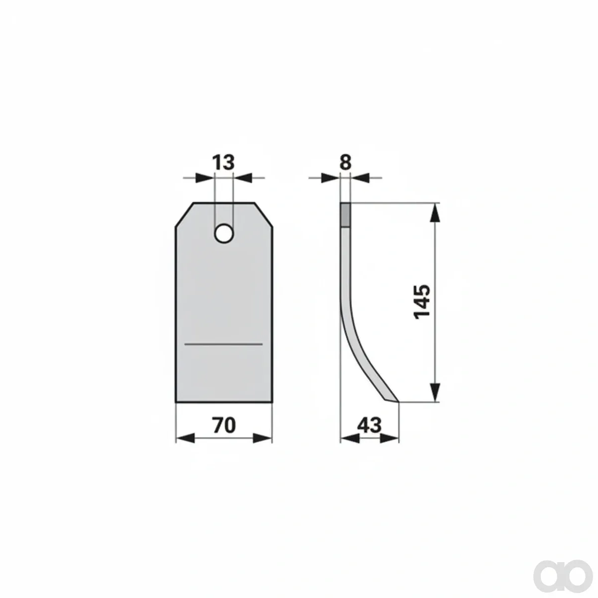Prillinger-00530930 - Flail knife 70X8 L=145 Lo 1 (00530930)