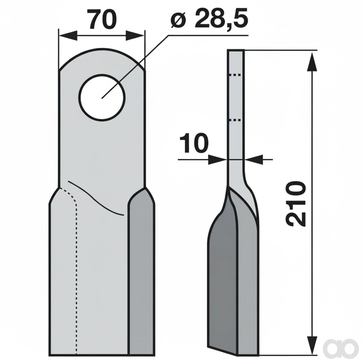 Prillinger-00531138 - Flail knife 70X10 L=210 Lo (00531138)