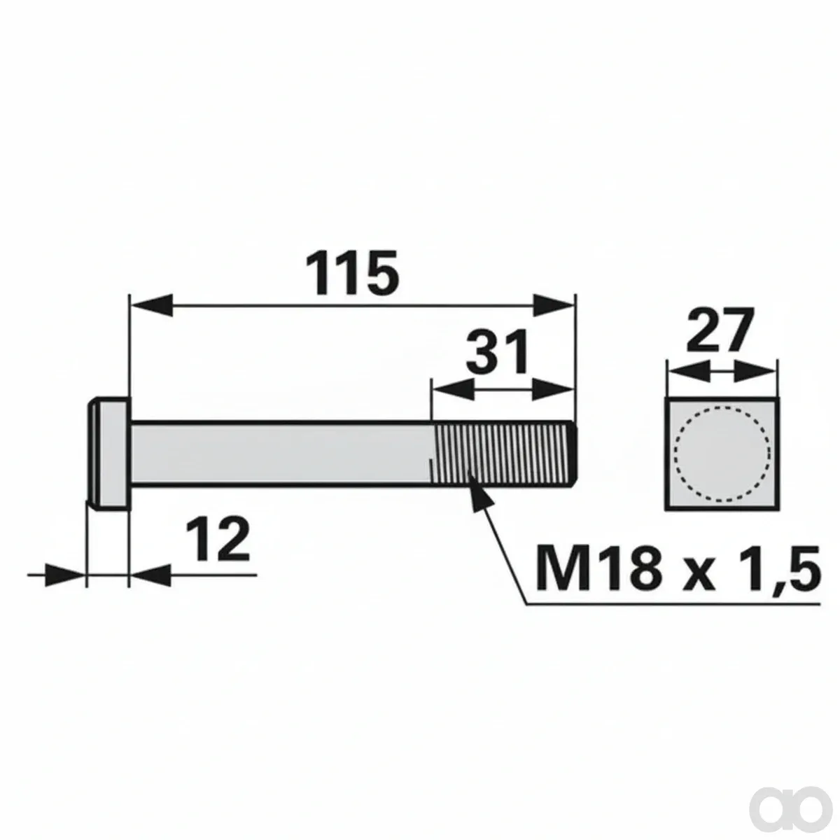 Prillinger-00531280 - Square bolt M18X115 (00531280)
