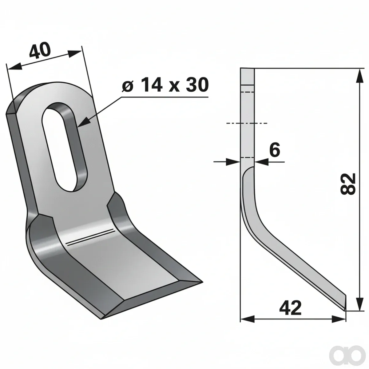 Prillinger-00531307 - Y-knife 40 X 6 L = 82 hole 14X (00531307)
