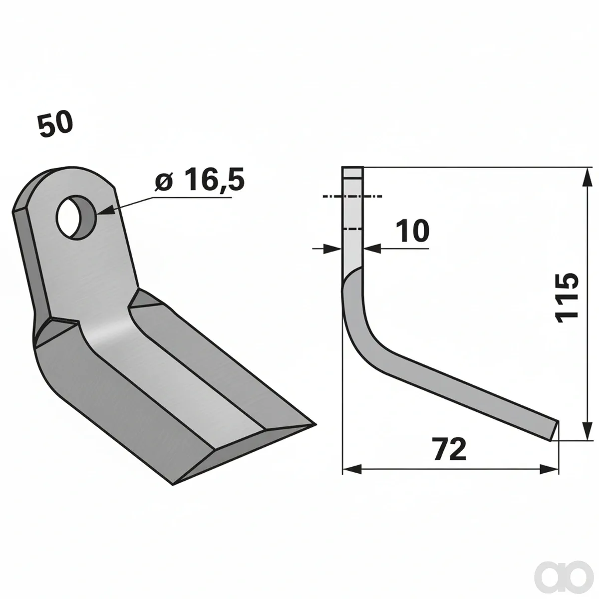 Prillinger-00531315 - Y-knife 50 X 10 L = 115 hole (00531315)