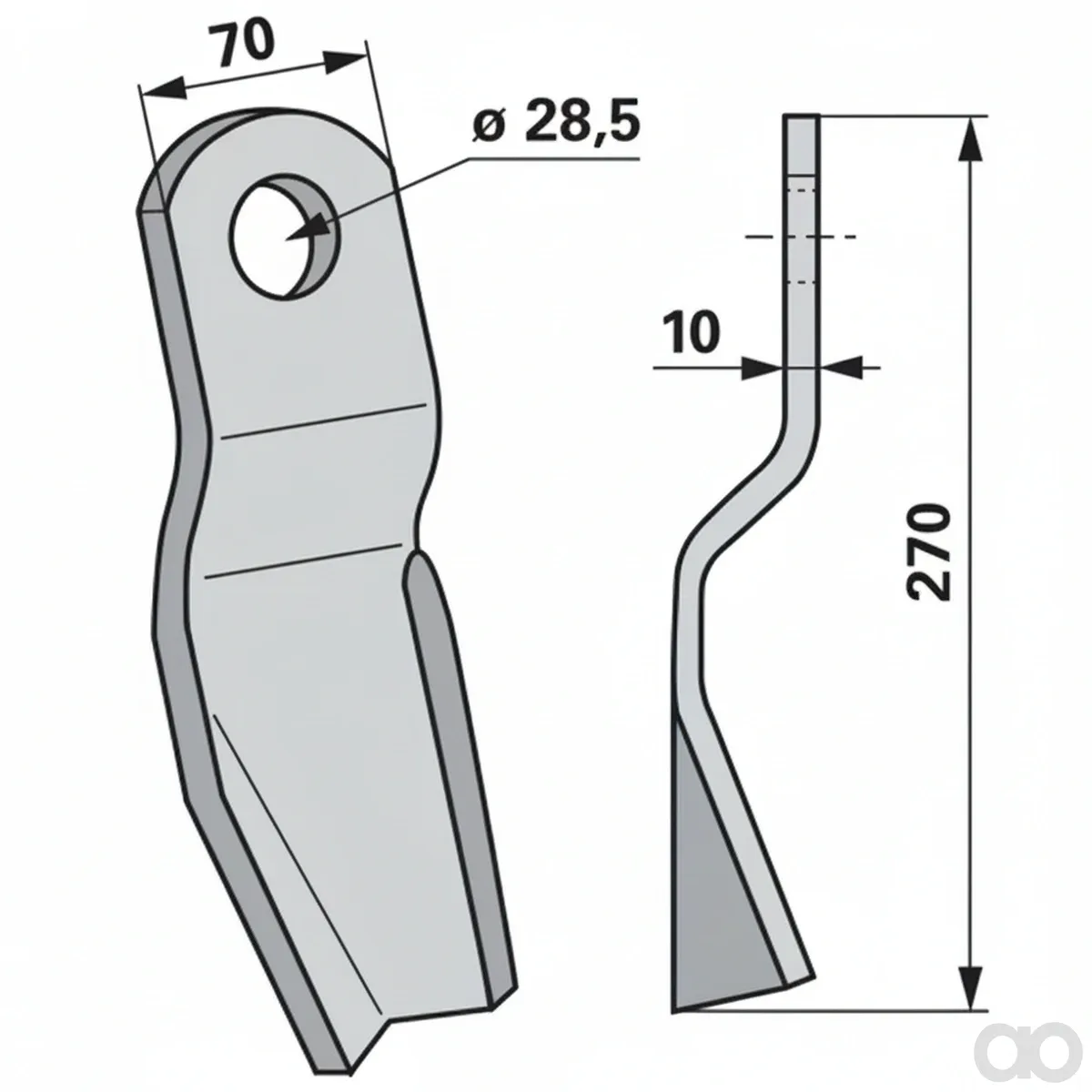 Prillinger-00531363 - Flail left 70X10 L 270 hole (00531363)