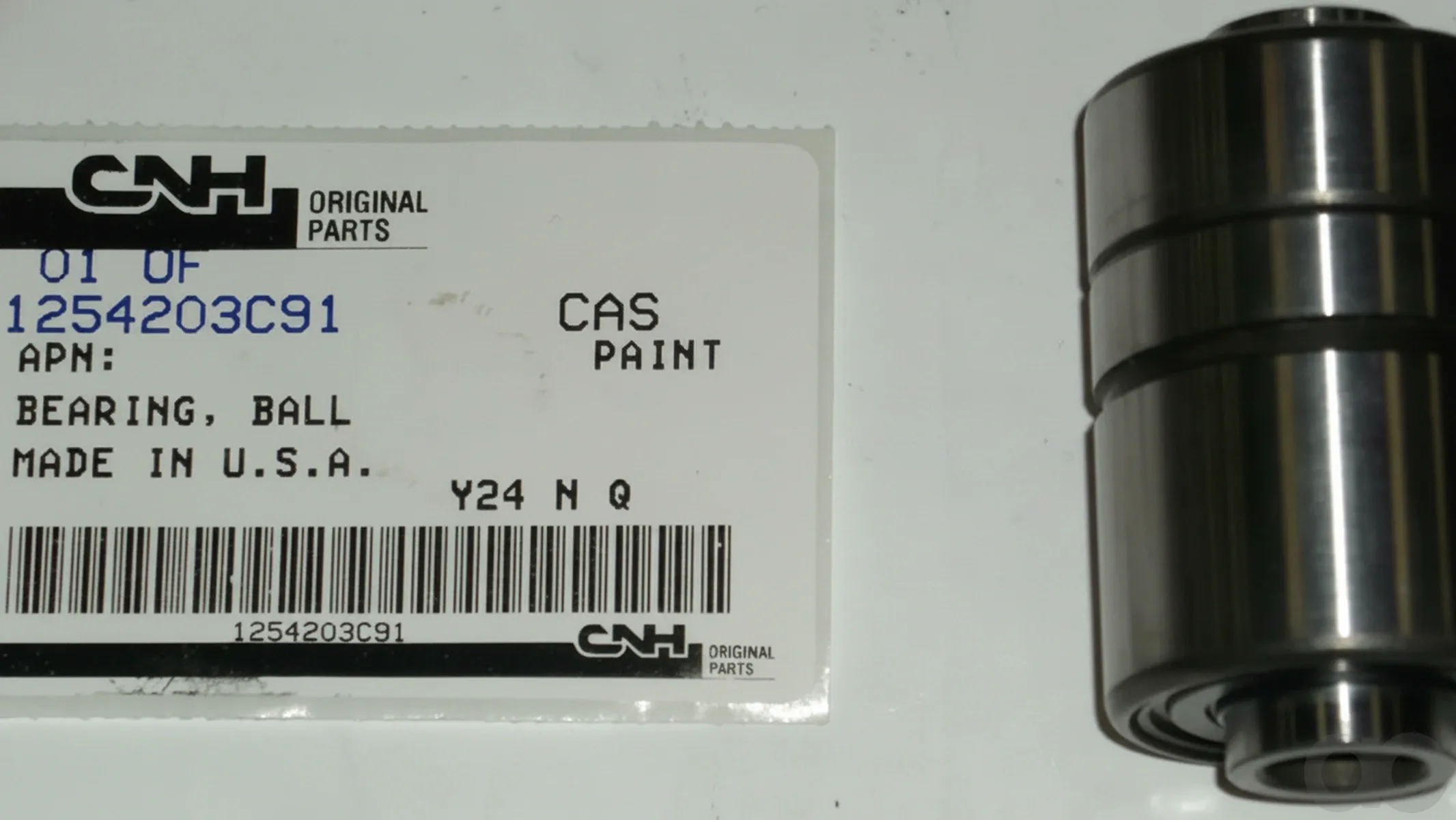 Case IH - 1254203C91 - Ball Bearing - 38.1 mm OD x 63.5 mm L - New Holland Agriculture