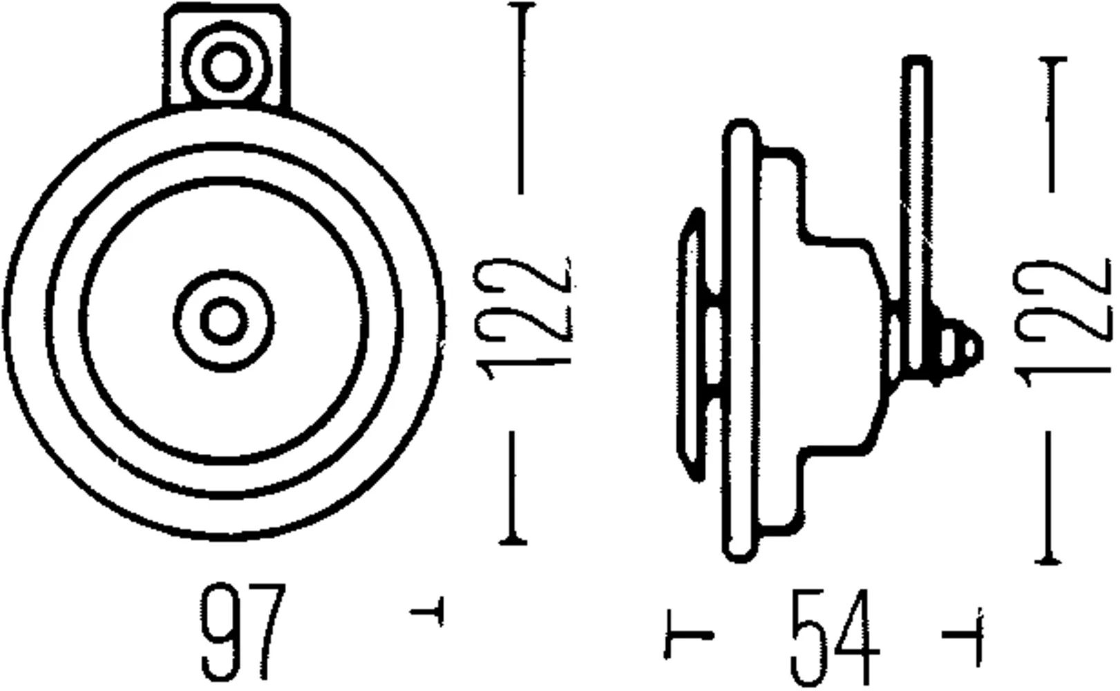 HELLA - 3AM 002 952-891 - Signal Horn, M26, 12V, 105dB(A), Low Tone/High Tone, Quantity: 2