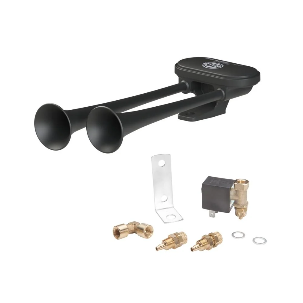 HELLA - 3PB 013 410-901 - Trumpet Horn, 24V, Low Tone/High Tone, Kit, Quantity: 1
