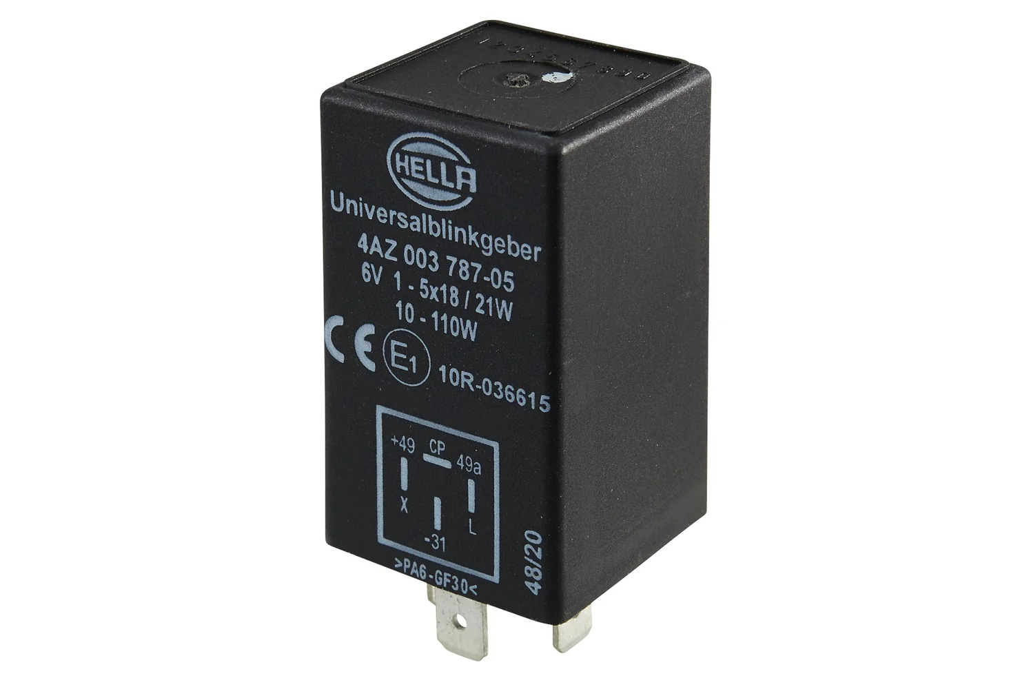 HELLA - 4AZ 003 787-051 - Flasher Unit, 6V, 4-pin connector