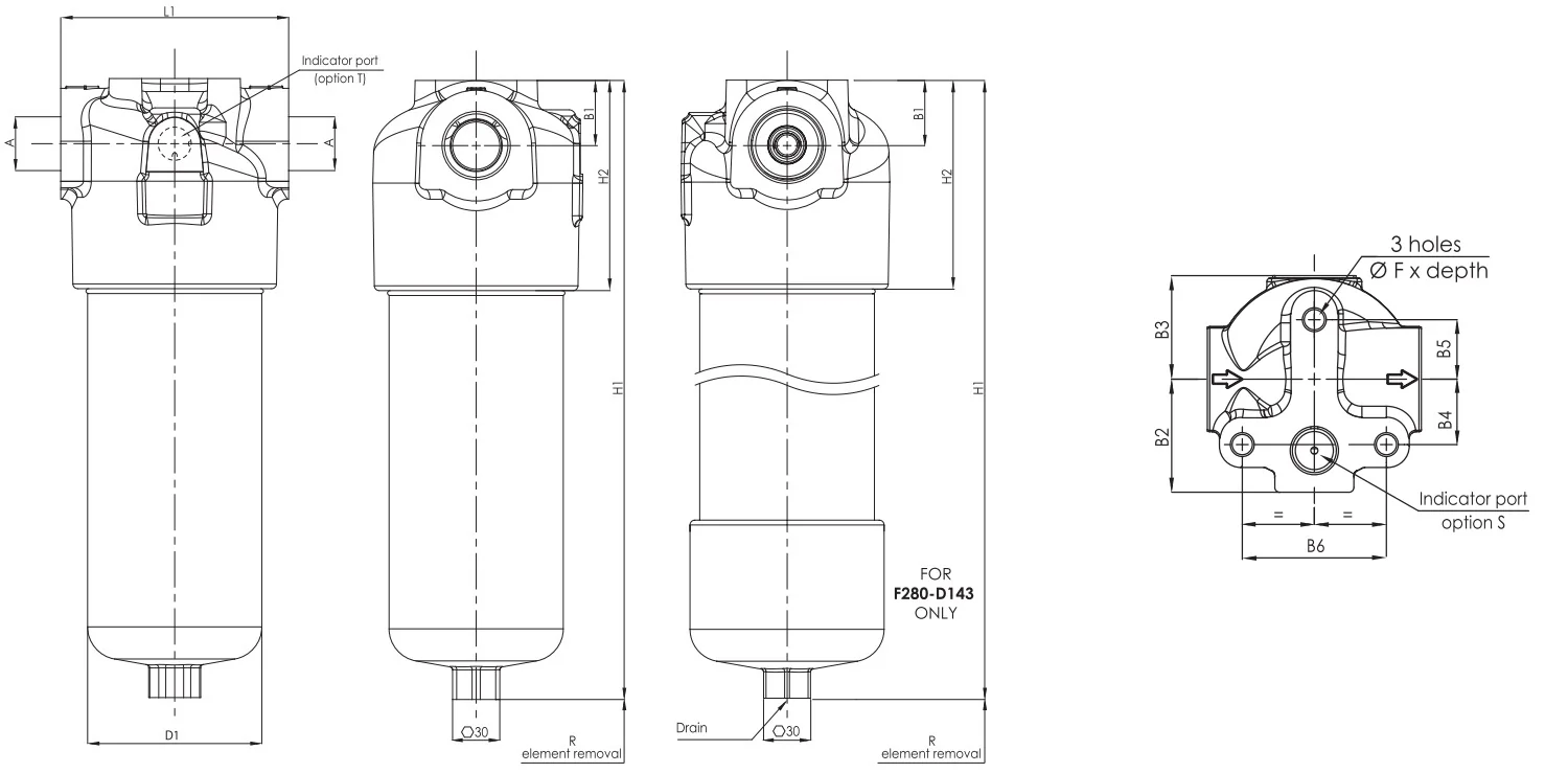 Filtrec - F280D121G10BBB40WE05 - Inline medium pressure filter