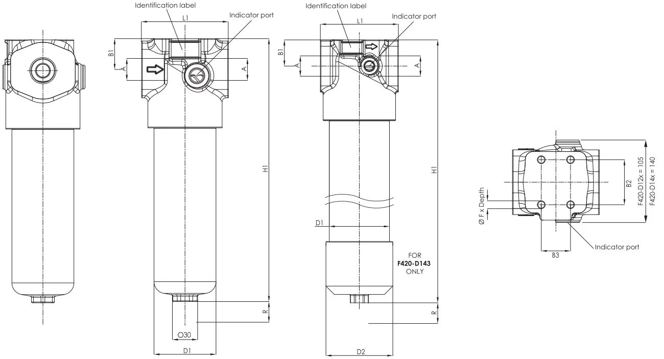 Filtrec - F420D140000BB6DT000 - Inline high pressure filter