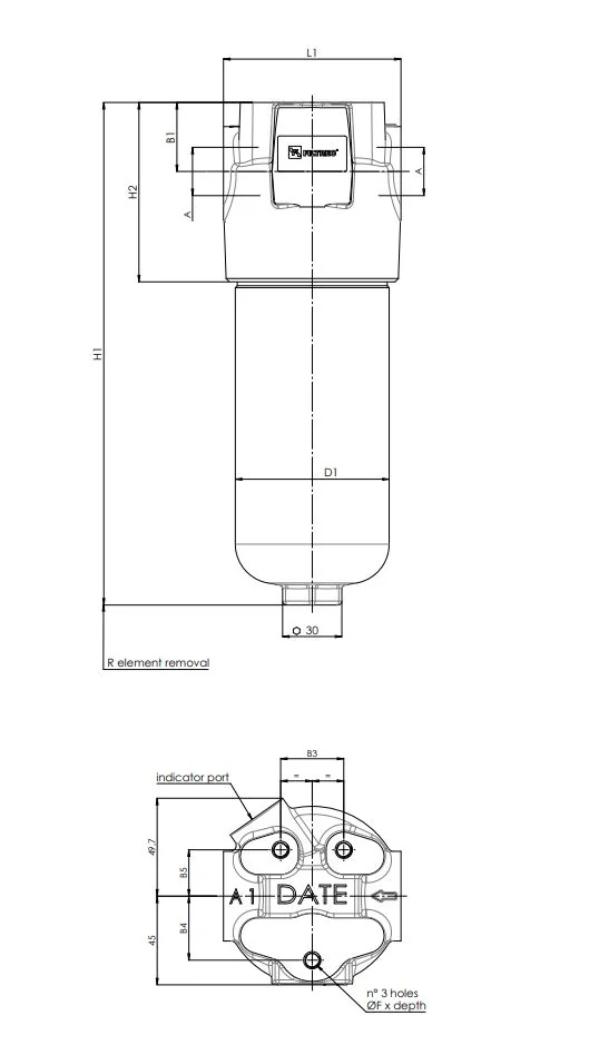 Filtrec - FH323DHD75000B0B40T000S0 - In-line filter housing (pressure line)