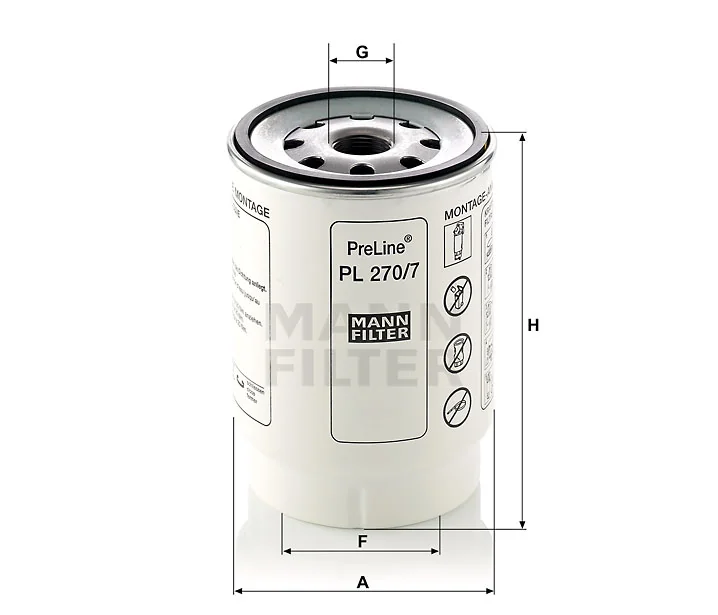 Mann-Filter - PL 270/7 x - Fuel filter spin-on (prefilter)