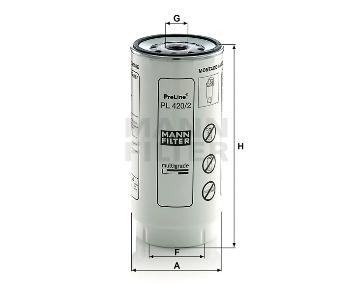 Mann-Filter - PL 420/2 x - Fuel filter spin-on (prefilter)
