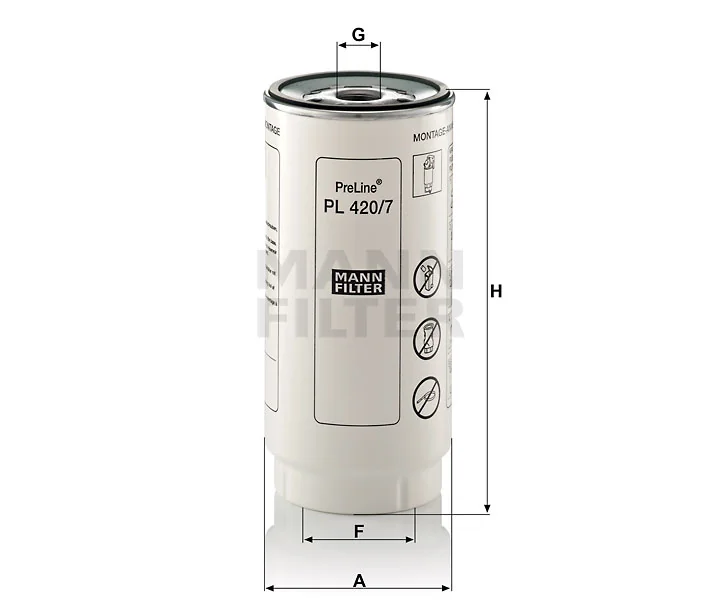Mann-Filter - PL 420/7 x - Fuel filter spin-on (prefilter)