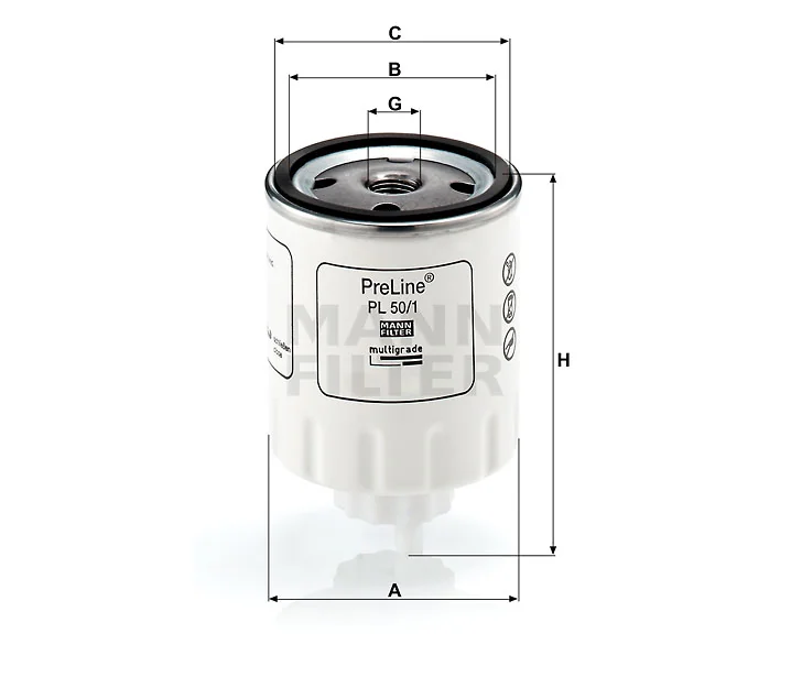 Mann-Filter - PL 50/1 - Fuel filter spin-on (prefilter)