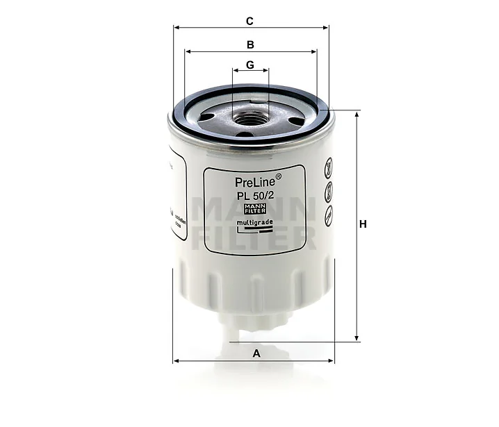 Mann-Filter - PL 50/2 - Fuel filter spin-on (prefilter)