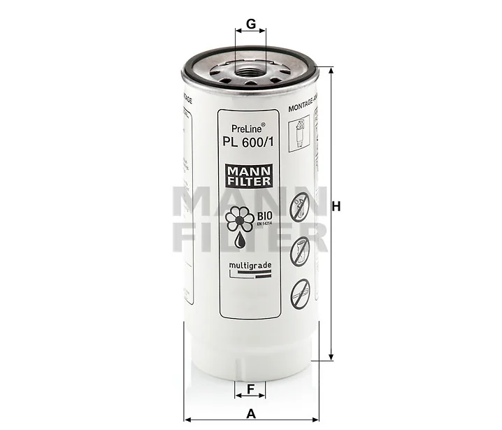 Mann-Filter - PL 600/1 - Fuel filter spin-on (prefilter)