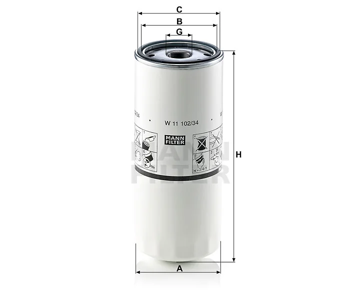 Mann-Filter - W 11 102/34 - Oil filter spin-on