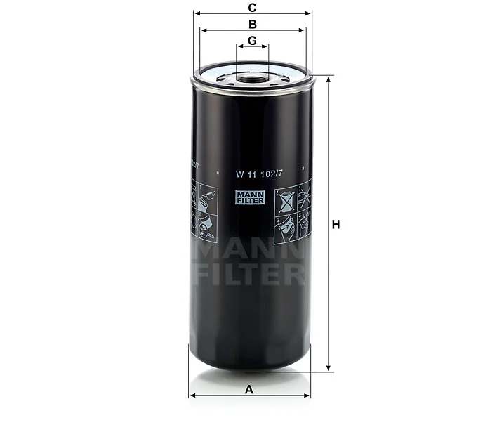 Mann-Filter - W 11 102/7 - Oil filter (spin-on)