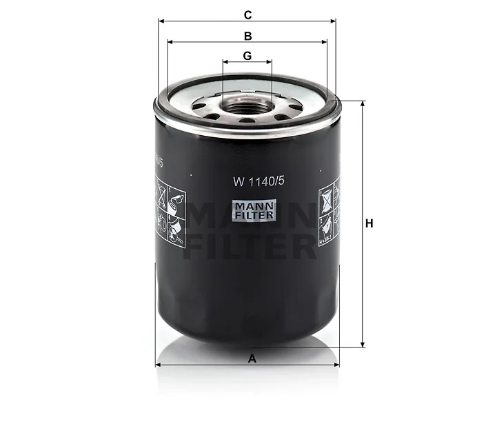 Mann-Filter - W 1140/5 - Oil filter (spin-on)