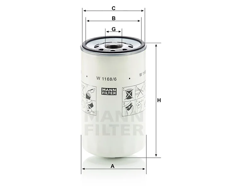 Mann-Filter - W 1168/6 - Oil filter (spin-on)