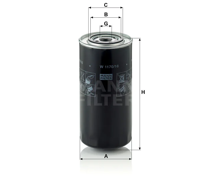 Mann-Filter - W 1170/16 - Oil filter (spin-on)