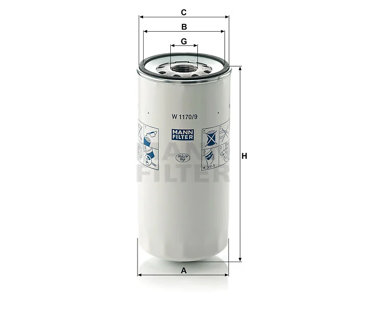 Mann-Filter - W 1170/9 - Oil filter (spin-on)