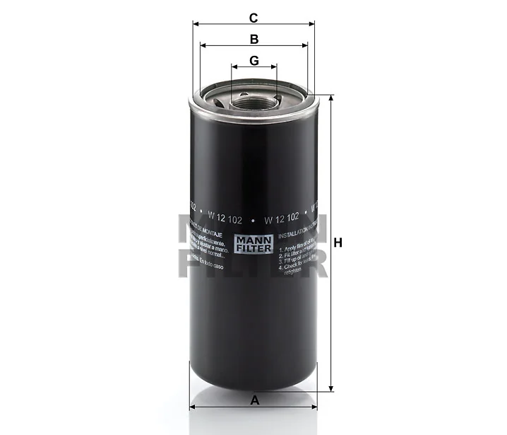 Mann-Filter - W 12 102 - Oil filter (spin-on)