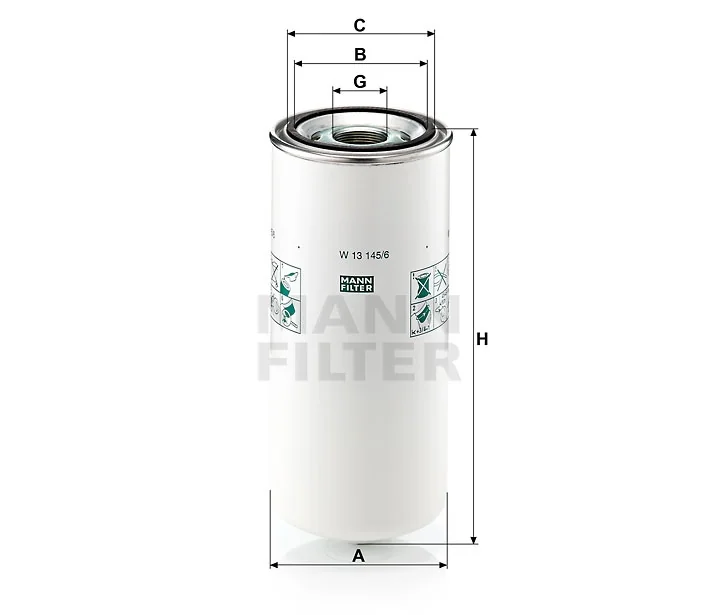 Mann-Filter - W 13 145/6 - Oil filter (spin-on)