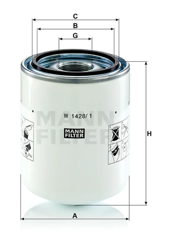 Mann-Filter - W 1428/1 - Spin-on filter