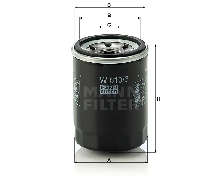 Mann-Filter - W 610/3 - Oil filter (spin-on)