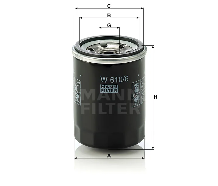 Mann-Filter - W 610/6 - Oil filter spin-on