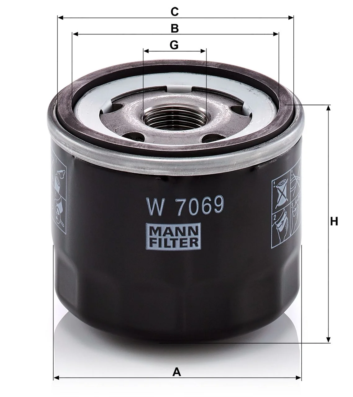 Mann-Filter - W 7069 - Oil filter spin-on