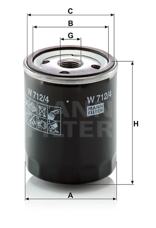 Mann-Filter - W 712/4 - Oil filter (spin-on)