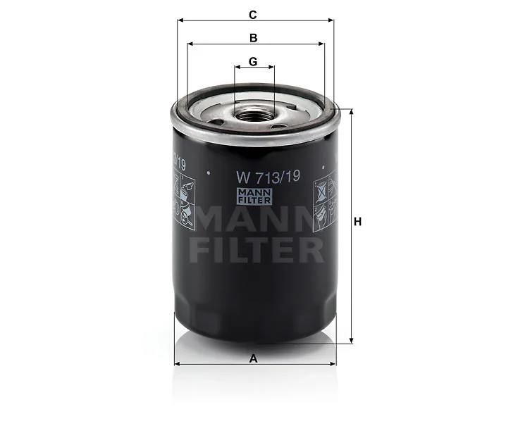 Mann-Filter - W 713/19 - Oil filter spin-on