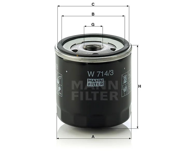 Mann-Filter - W 714/3 - Oil filter spin-on