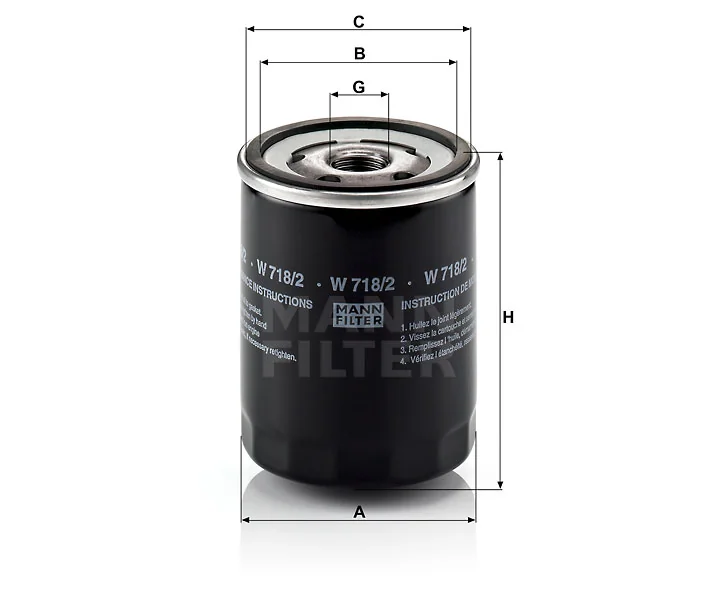 Mann-Filter - W 718/2 - Oil filter (spin-on)