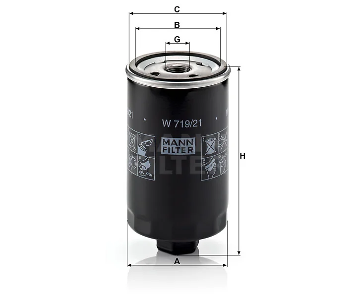 Mann-Filter - W 719/21 - Oil filter (spin-on)