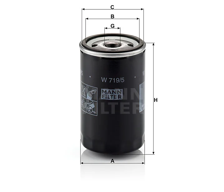 Mann-Filter - W 719/5 - Oil filter spin-on