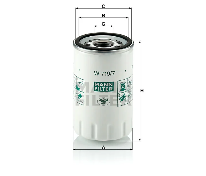 Mann-Filter - W 719/7 - Oil filter (spin-on)