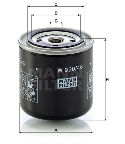 Mann-Filter - W 920/46 - Oil filter (spin-on)