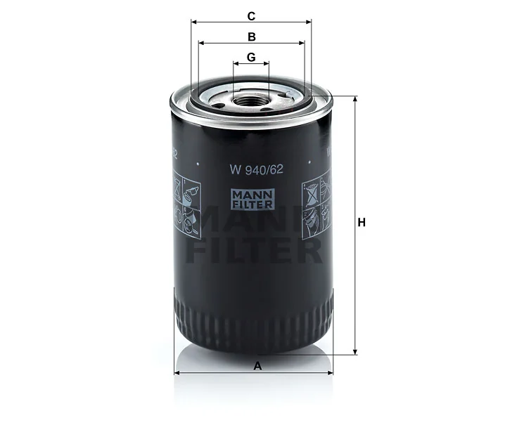 Mann-Filter - W 940/62 - Oil filter (spin-on)