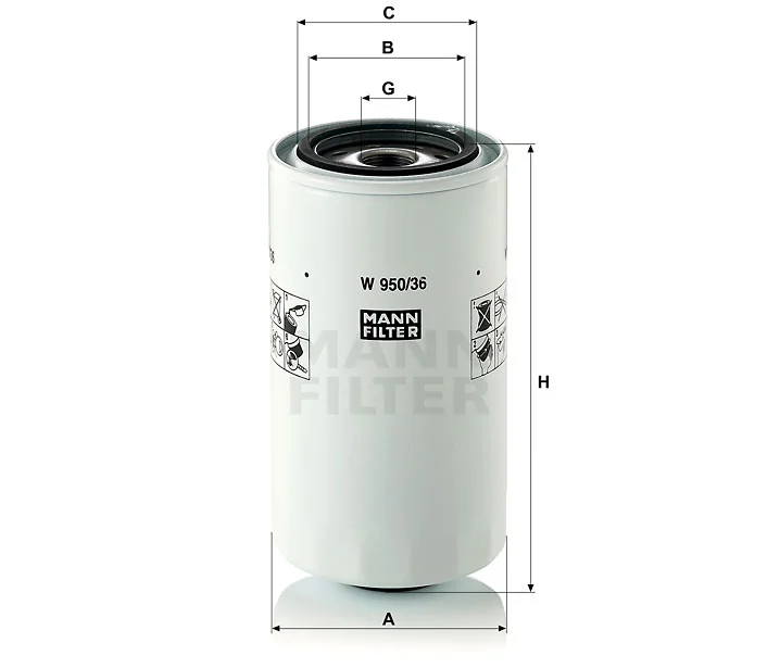 Mann-Filter - W 950/36 - Oil filter (spin-on)