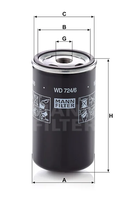 Mann-Filter - WD 724/6 - Hydraulic filter spin-on