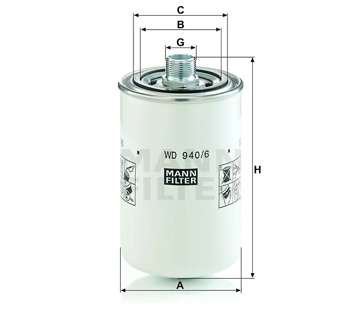 Mann-Filter - WD 940/6 - Oil filter spin-on