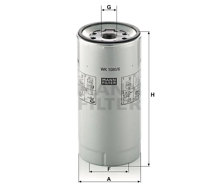 Mann-Filter - WK 1080/6 x - Fuel filter spin-on