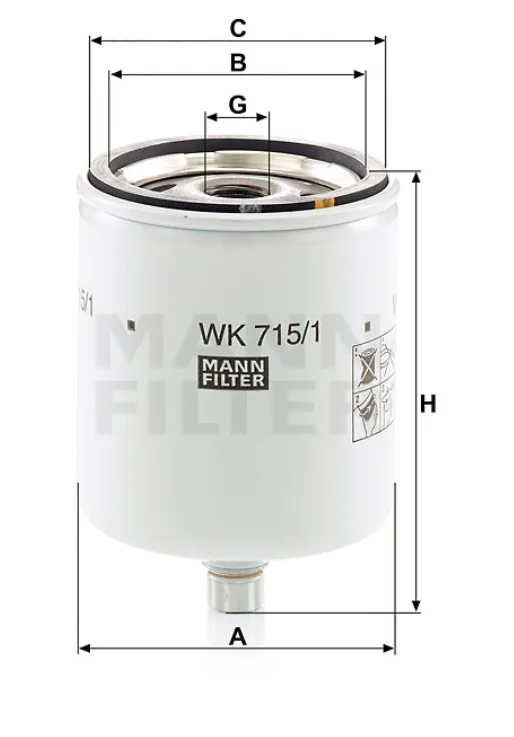 Mann-Filter - WK 715/1 x - Fuel filter spin-on
