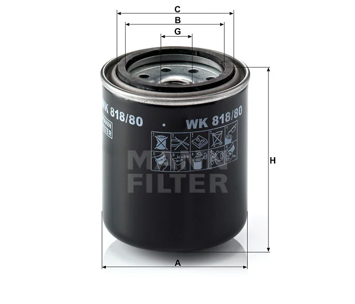 Mann-Filter - WK 818/80 - Fuel filter spin-on