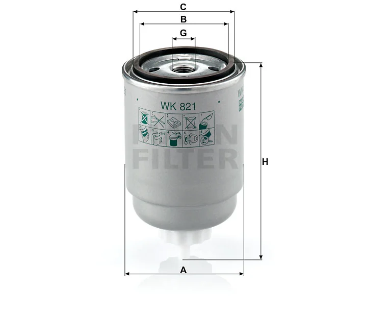 Mann-Filter - WK 821 - Fuel filter spin-on