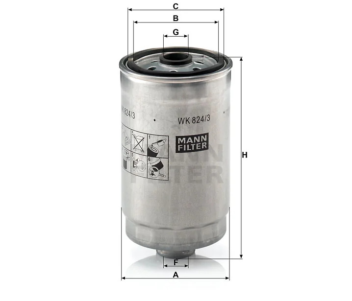 Mann-Filter - WK 824/3 - Fuel filter