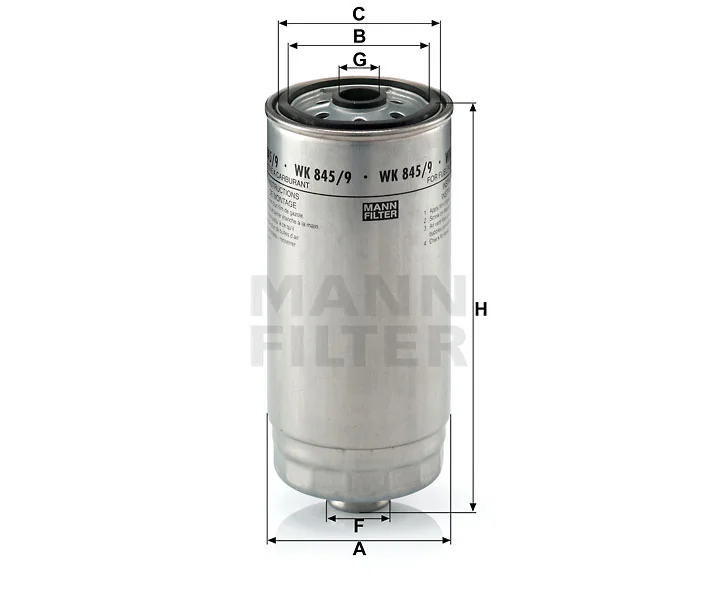Mann-Filter - WK 845/9 - Fuel filter spin-on